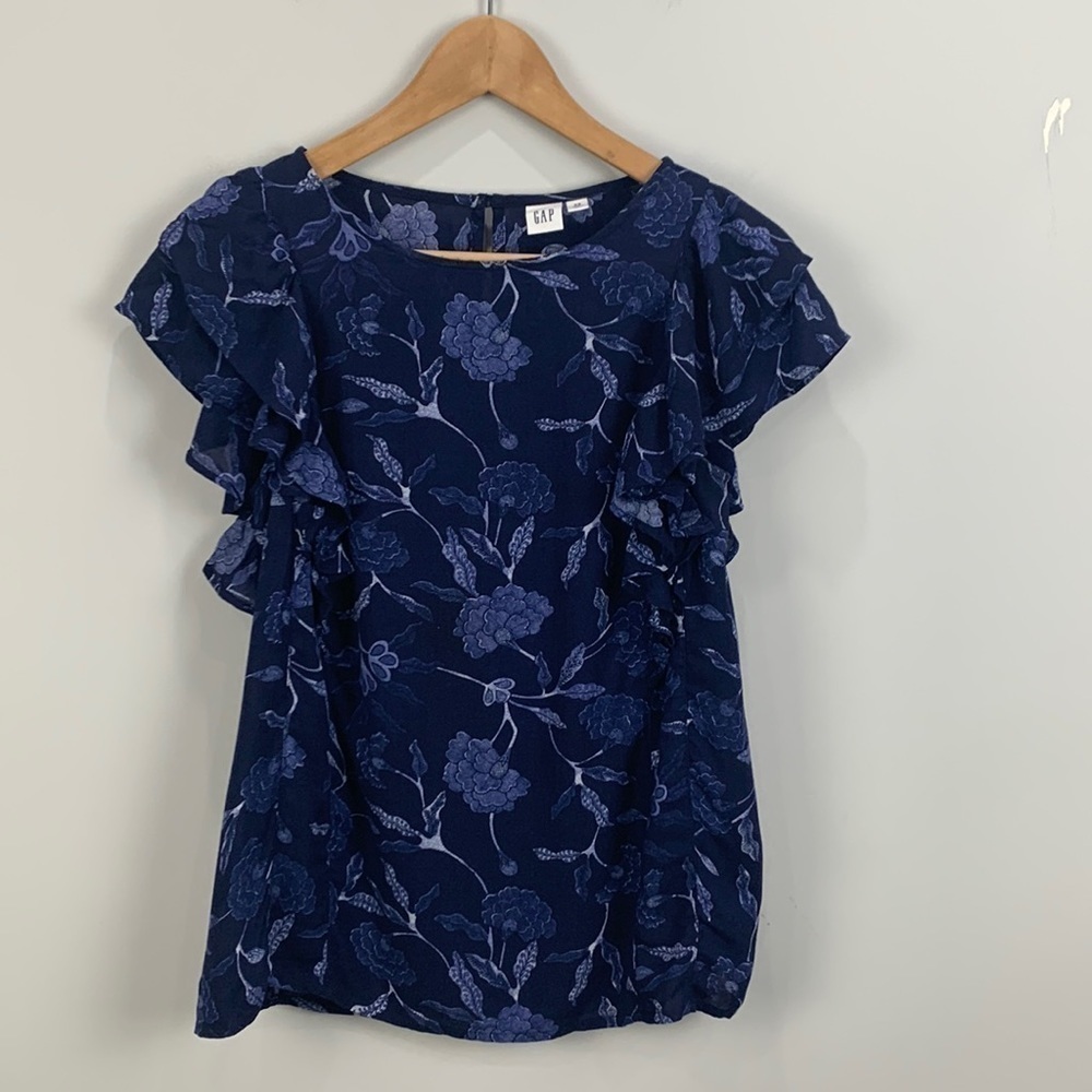 Gap Flutter Sleeve Blue Shirt